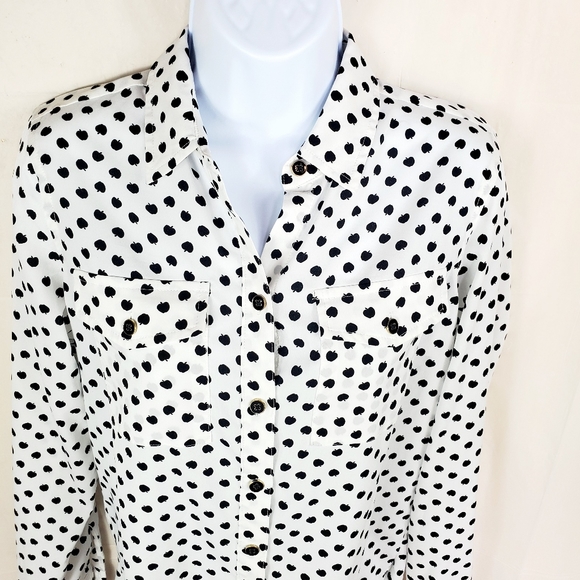 Jones New York XS Button Down White Black - Picture 2 of 13